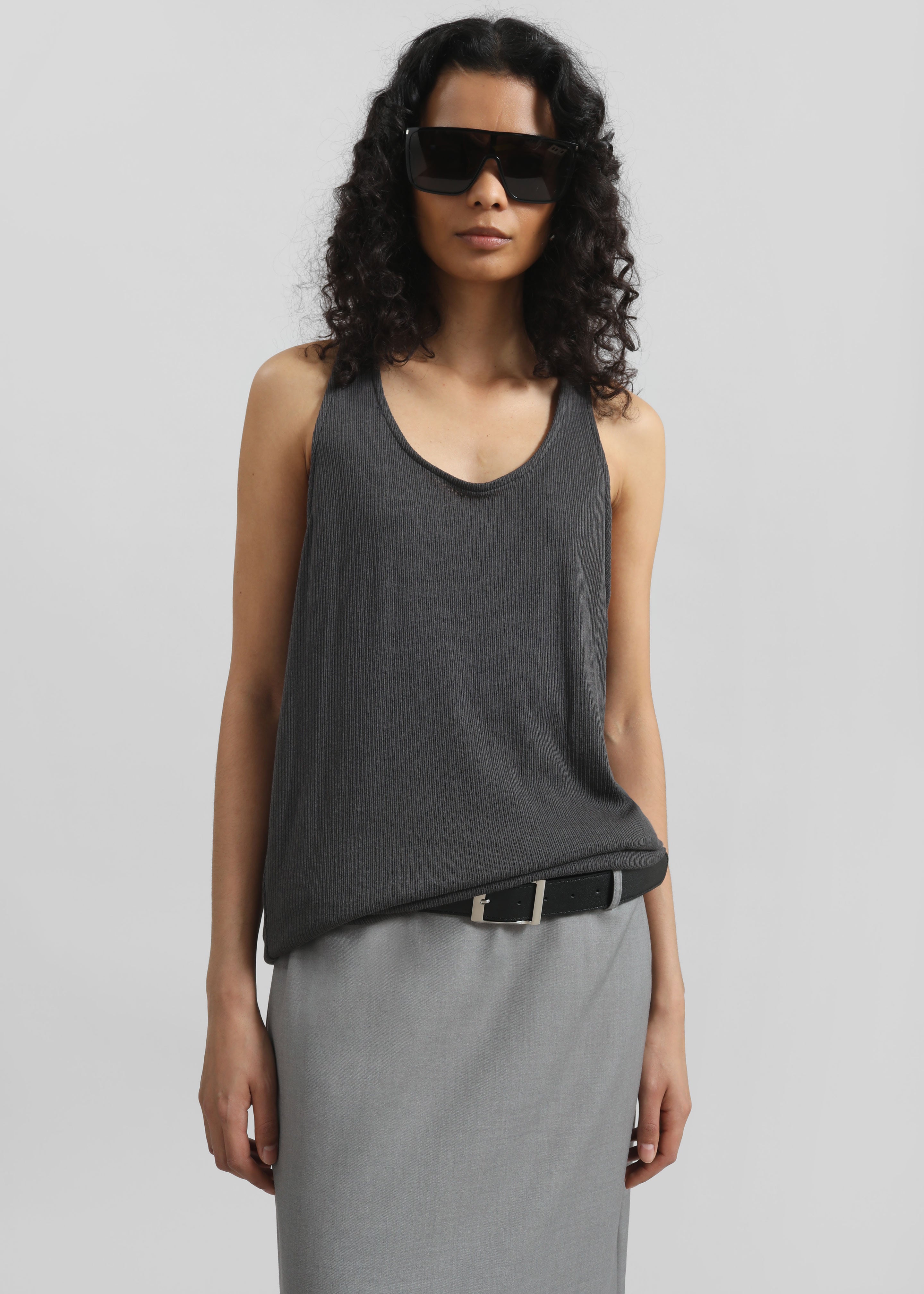 Nox Ribbed Tank Top - Storm Grey – The Frankie Shop