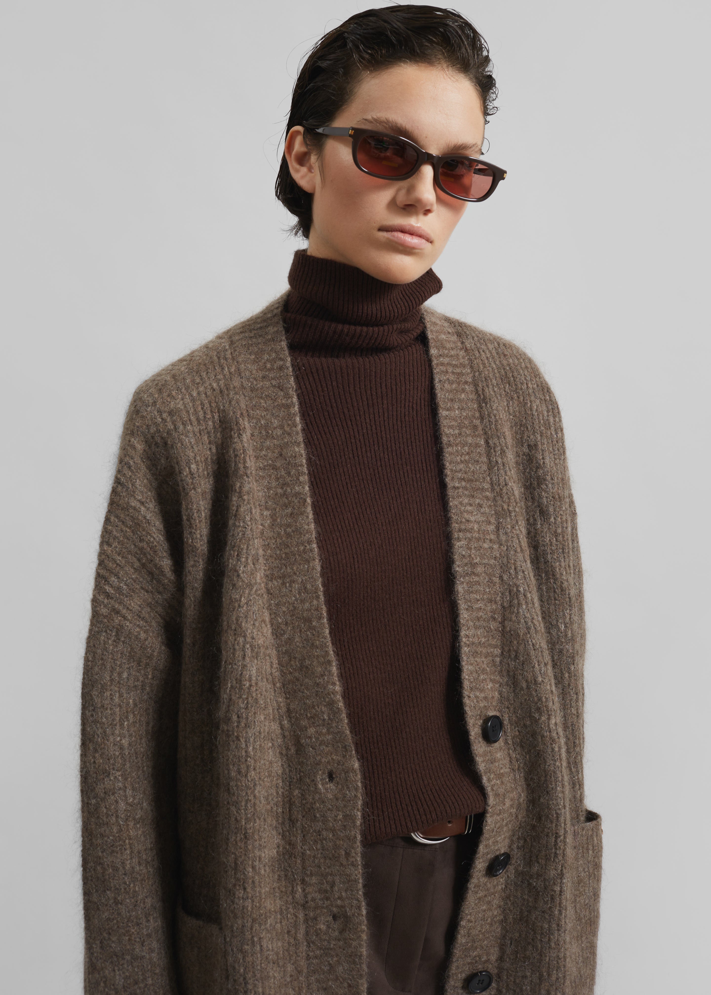 Ruhr Oversized Mohair Cardigan - Brown – The Frankie Shop