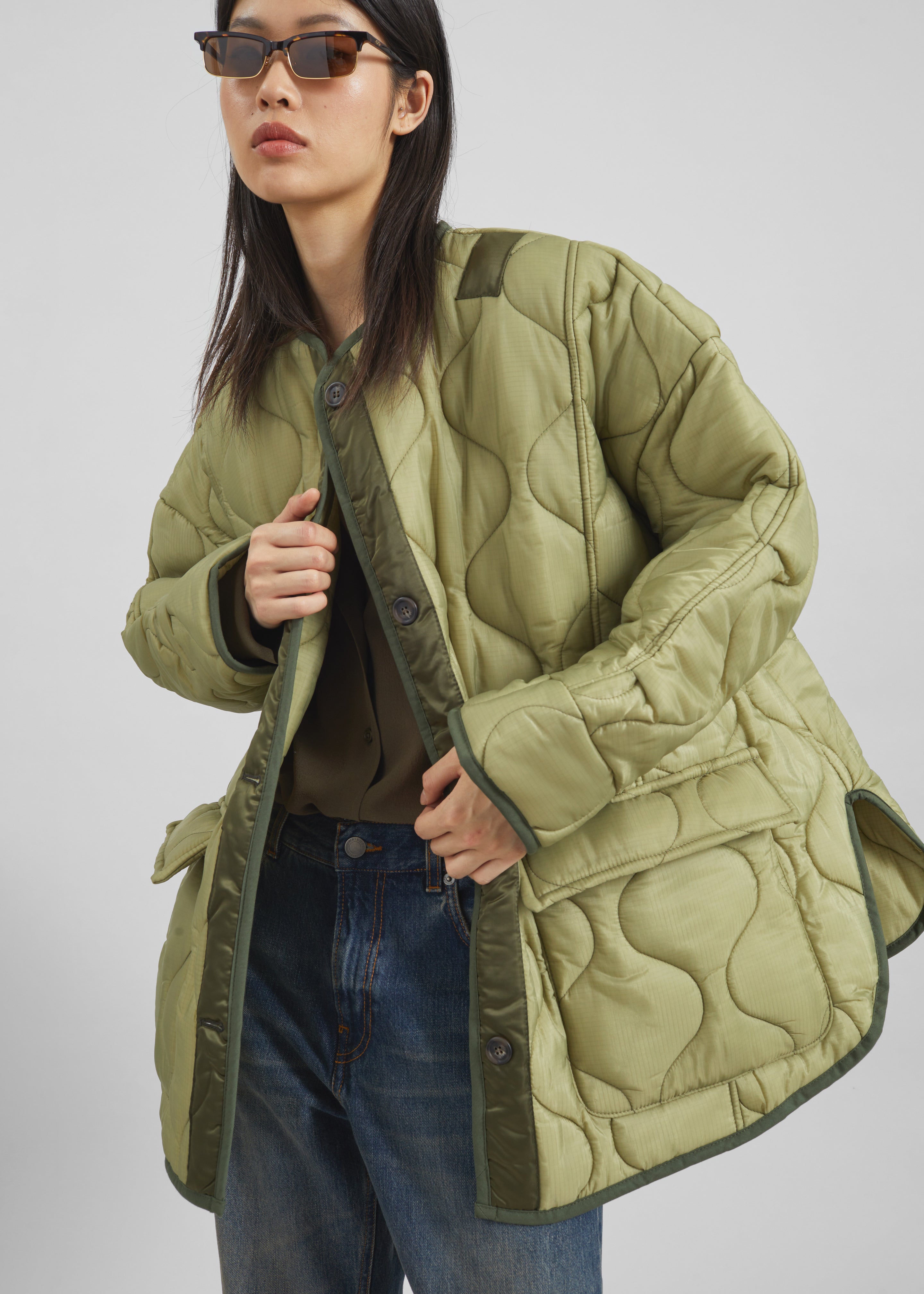 Teddy Quilted Jacket - Moss Green – The Frankie Shop