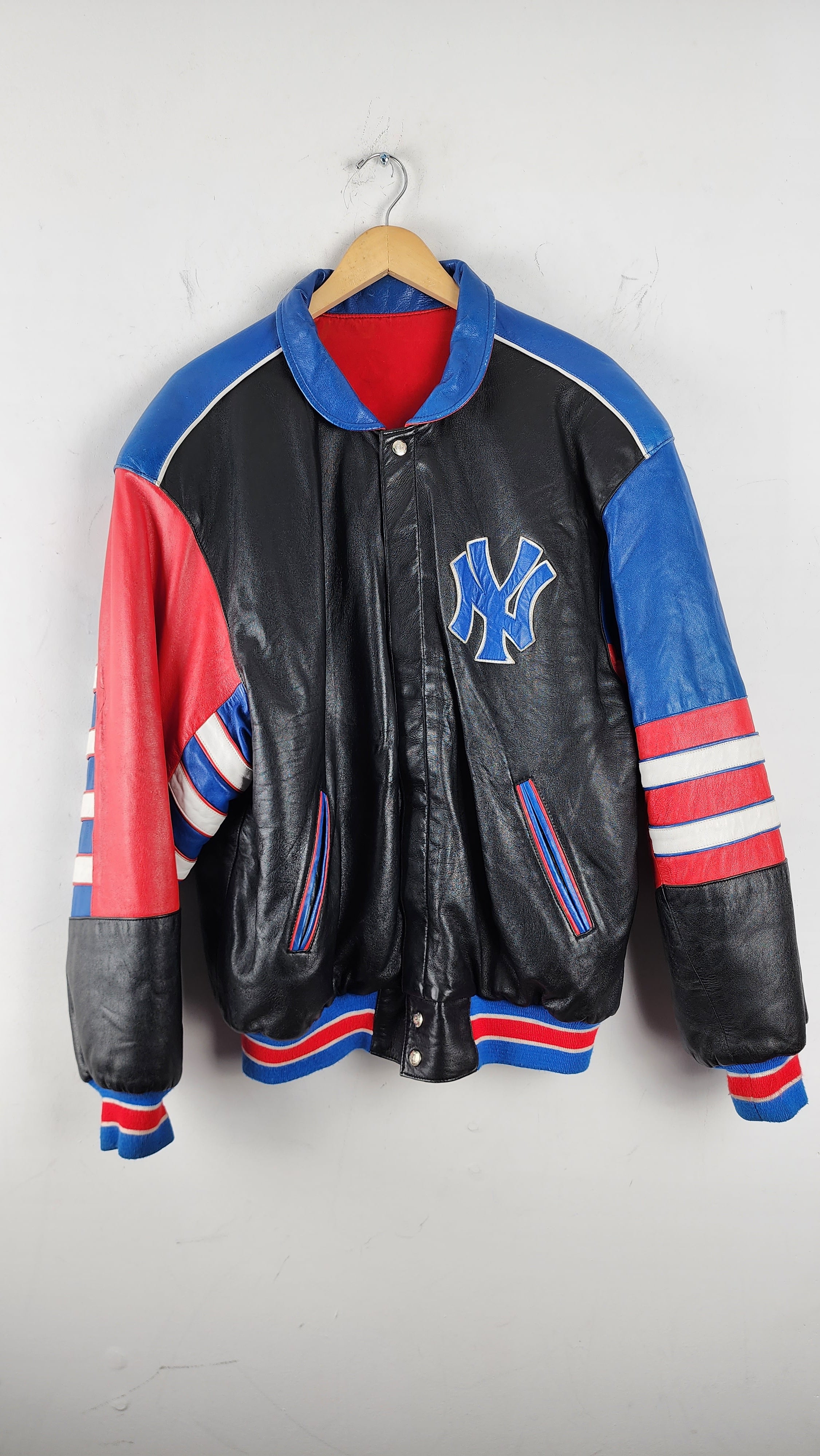 Vintage 90s Reversible Jeff Hamilton Yankees Leather Jacket – The