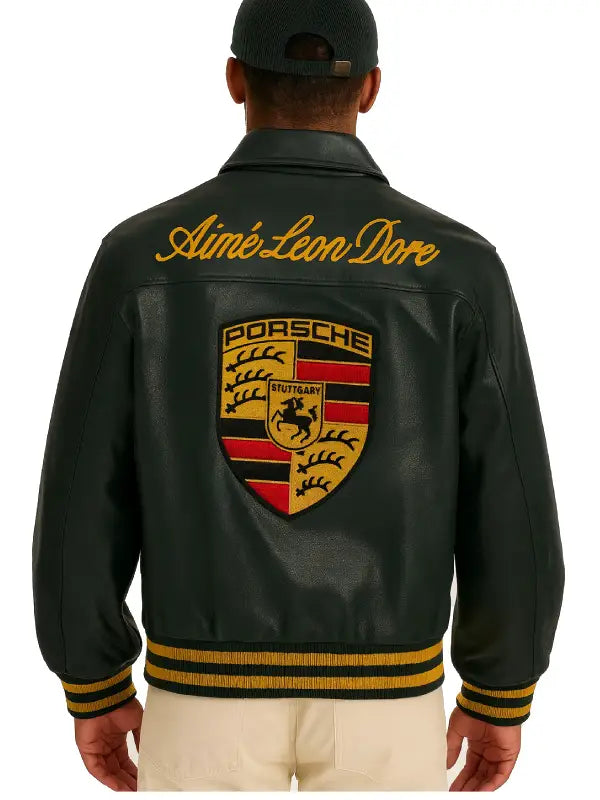 Aimé Leon Dore × Porsche Leather Jacket | Premium Motorsport Jacket