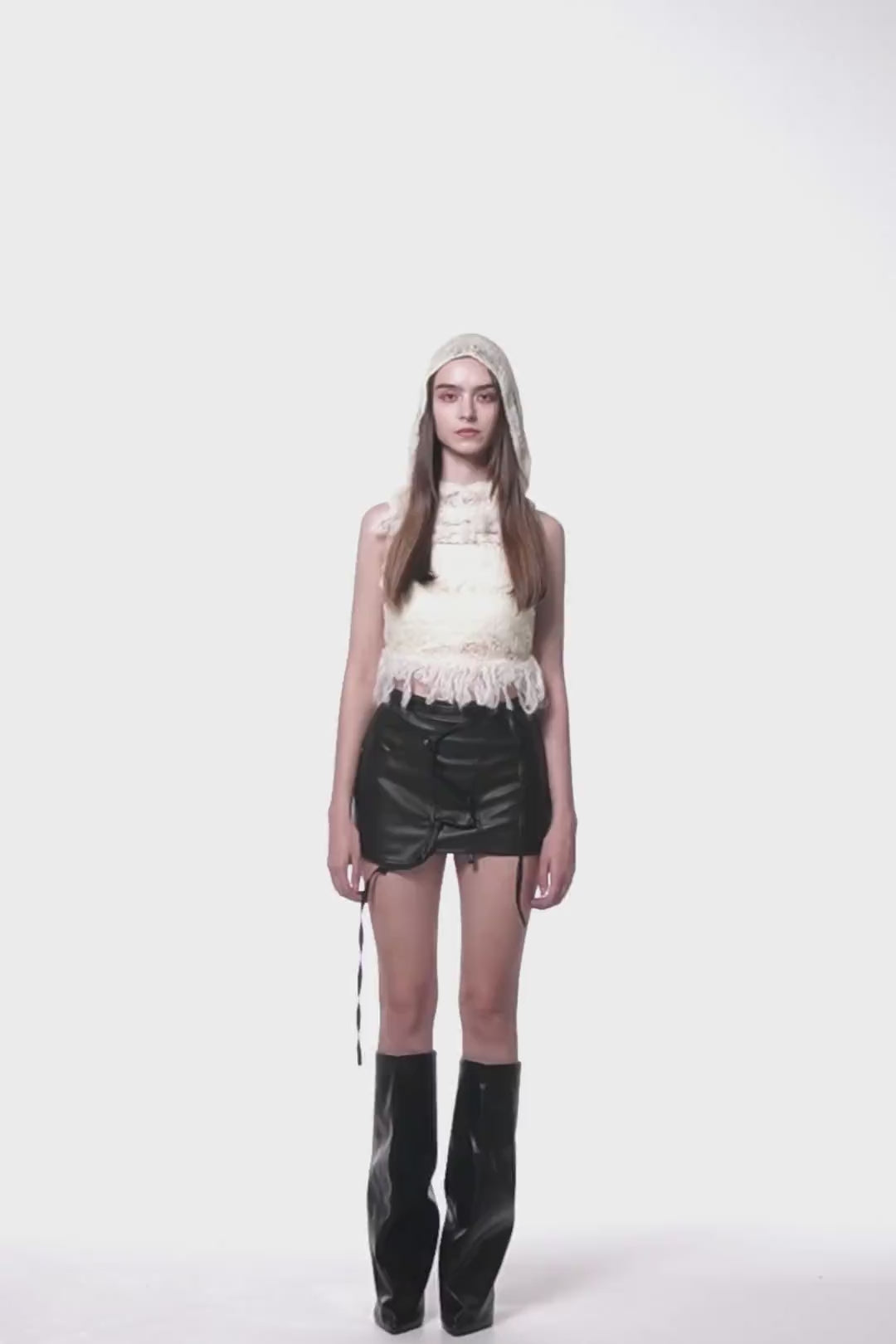 THEREDTHREAD / ザレッドスレッド】S lace up skirt leather
