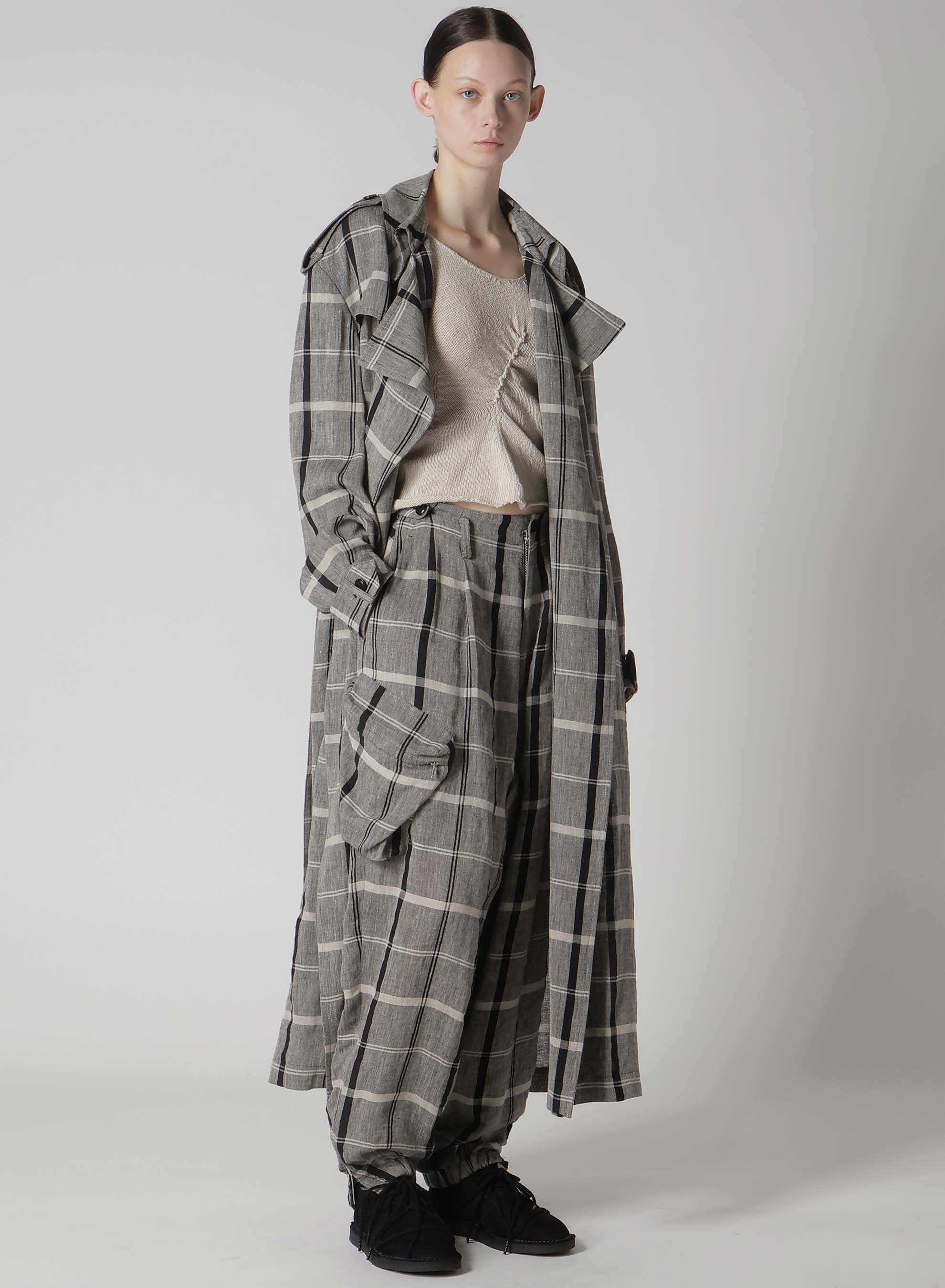 LINEN/NYLON PLAID TRENCH COAT – THE SHOP YOHJI YAMAMOTO