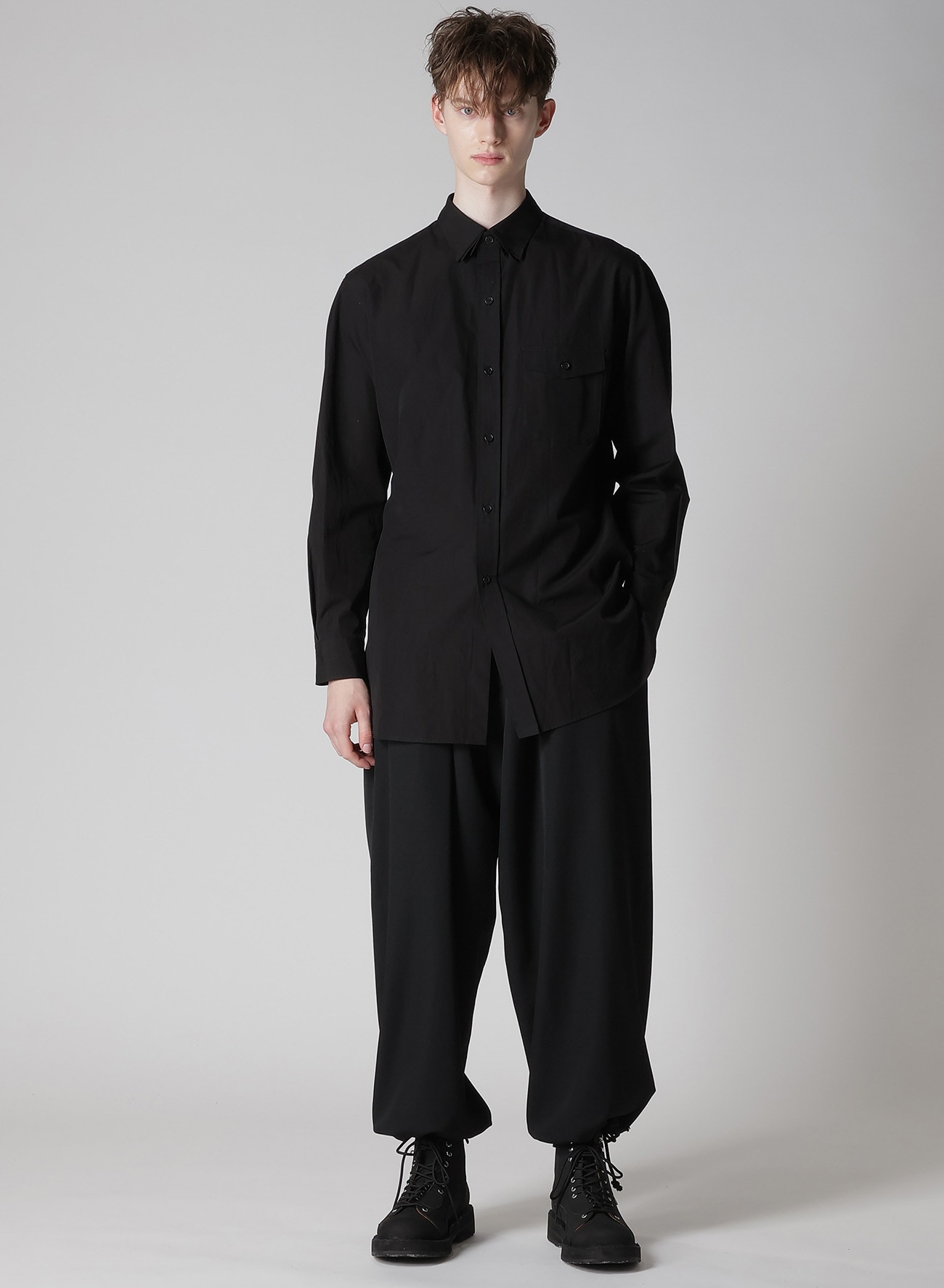 100/2 BROAD TRIPLE COLLAR BLOUSE(S Black): Soldes｜THE SHOP YOHJI