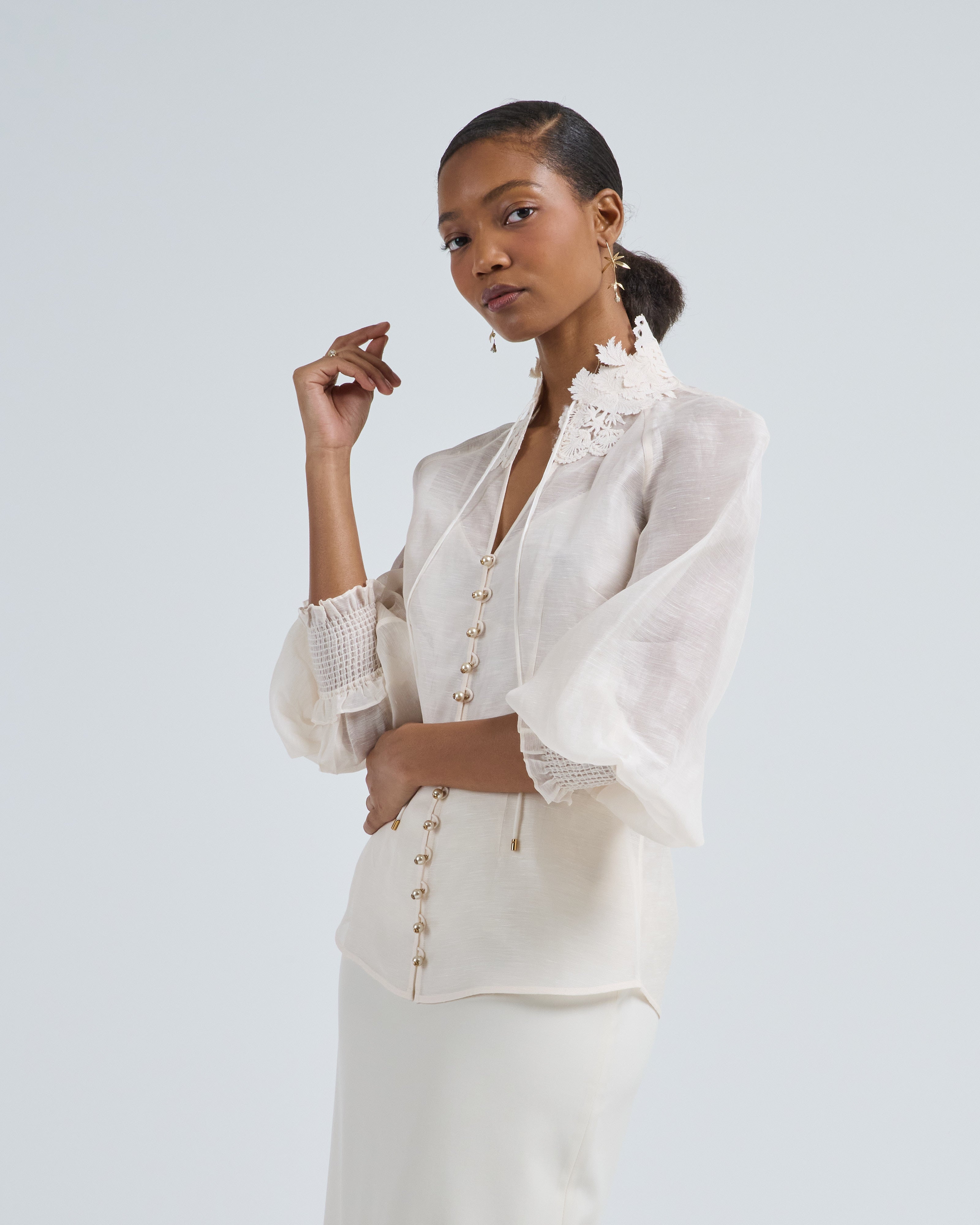 Zimmermann Rebellion Collared Blouse Cream