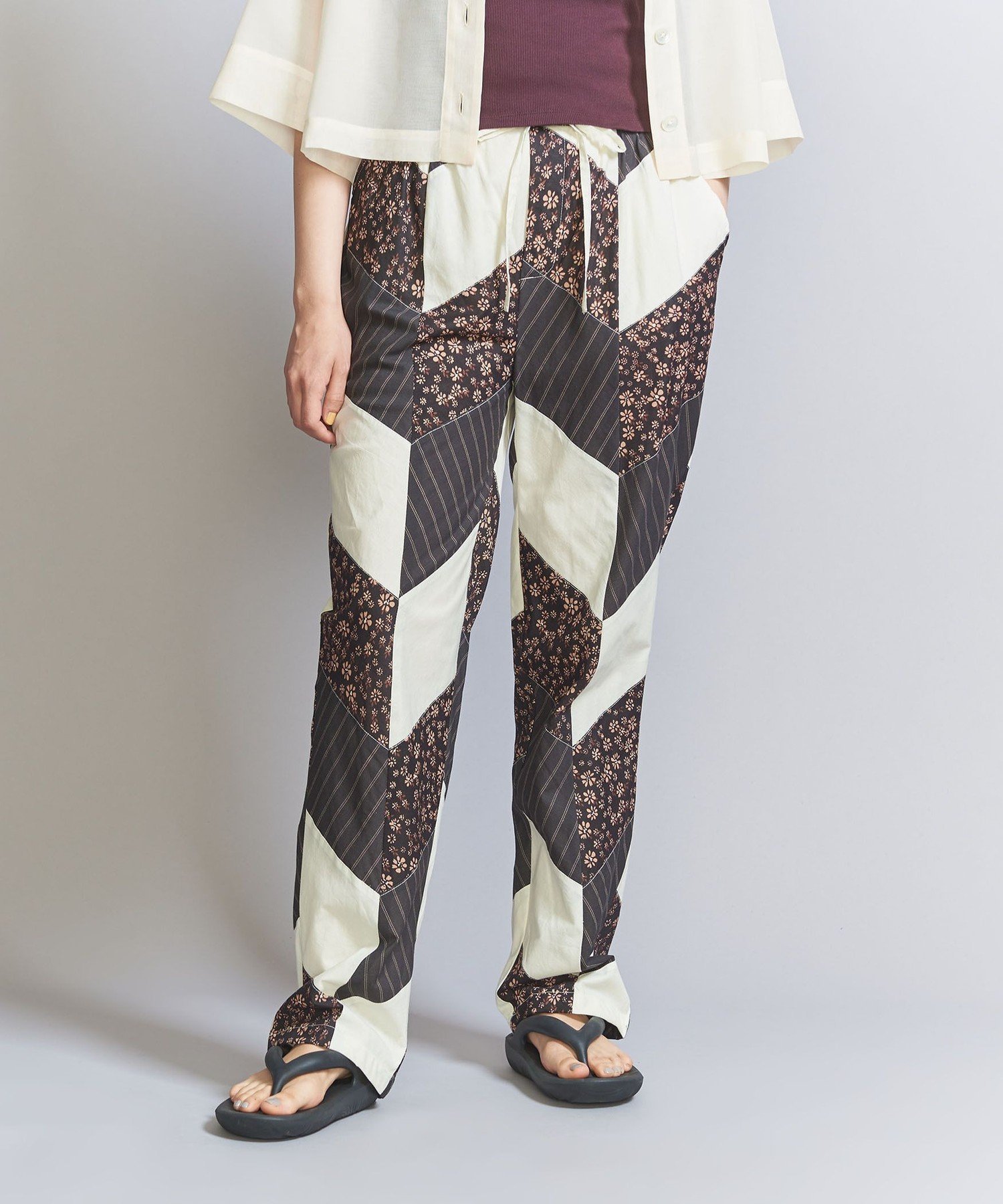 ✨️新品✨️ FUGAFUGA パッチワーク ガウチョパンツ ネイビー/グレー