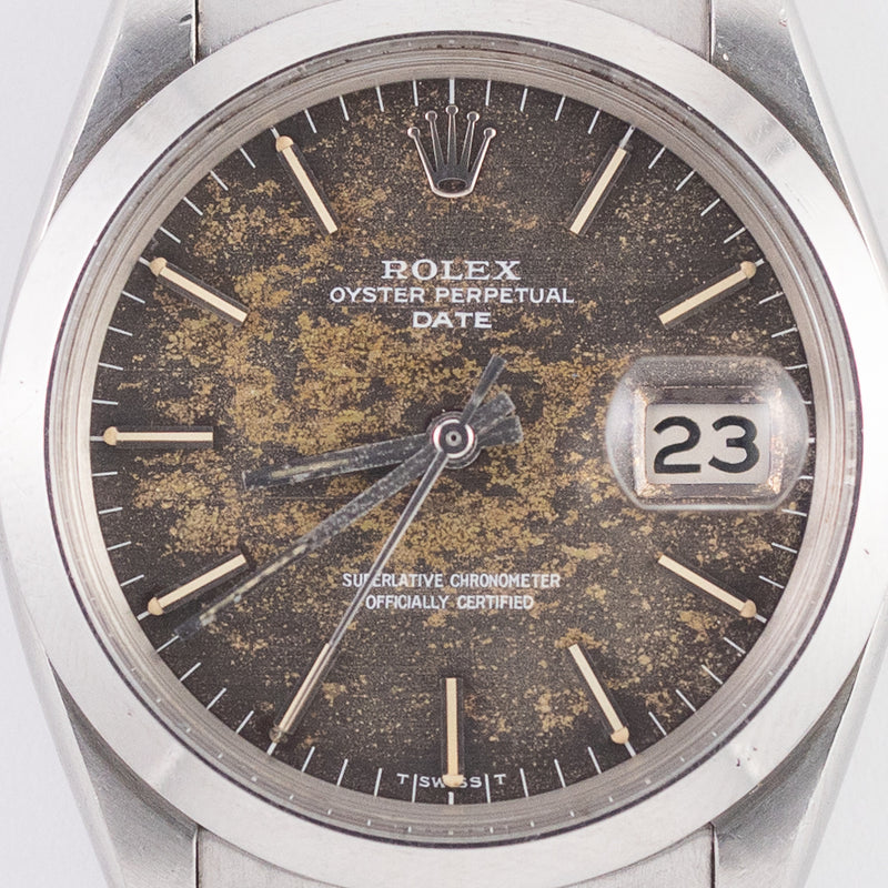 ROLEX OYSTER PERPETUAL DATE Ref.1500 Blue Patina Dial – TIMEANAGRAM