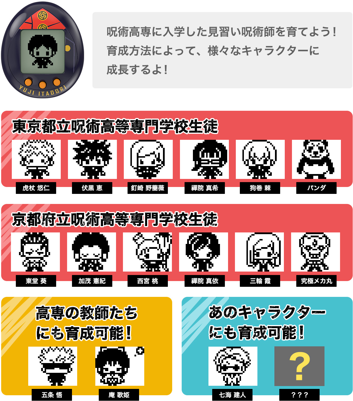 呪術廻戦×たまごっち 「じゅじゅつっち」誕生！君の手で育て上げ、呪い