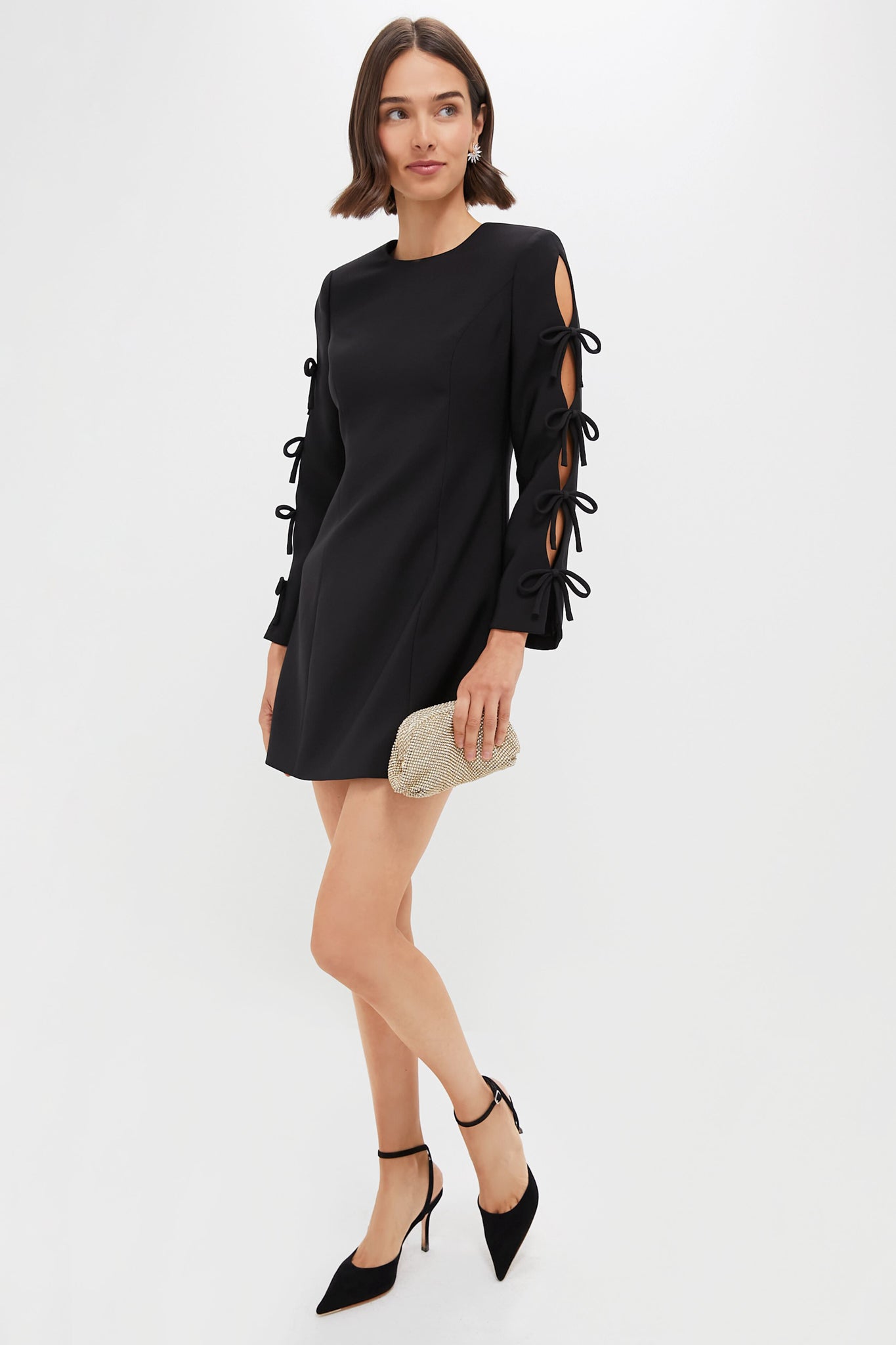 Black Bow Sleeve Belinda Mini Dress | Hyacinth House