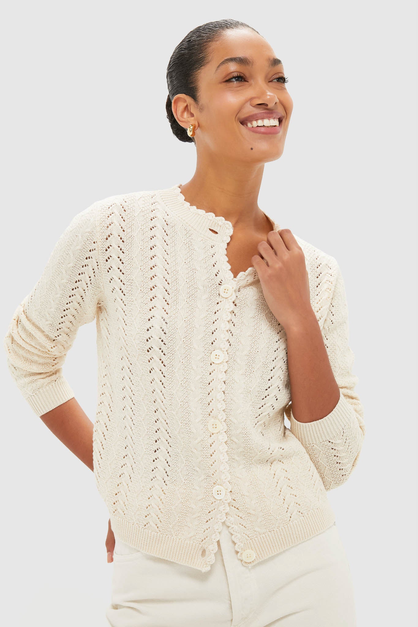 Champagne Annalise Cardigan | Alex Mill
