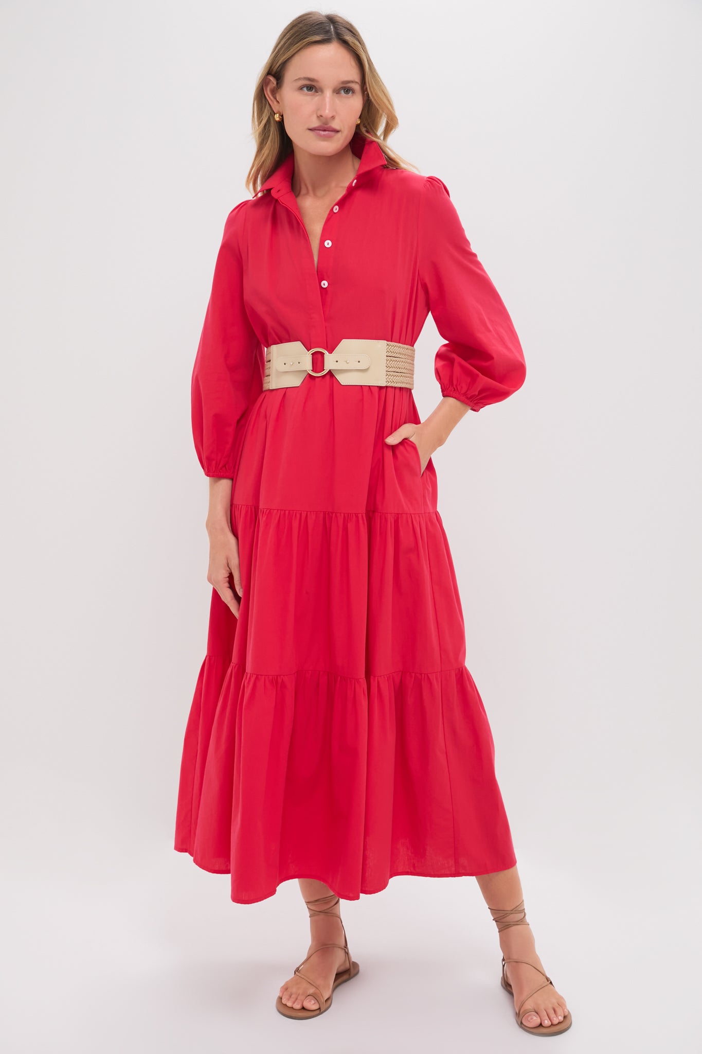 Hibiscus Red Cotton Mabel Maxi Dress | Pomander Place
