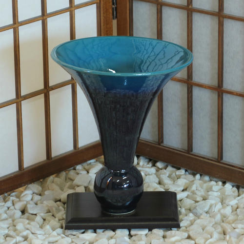 楽天市場】信楽焼 花器 黒 青 ガラス 流し 球 生花 池坊 立花 小原流