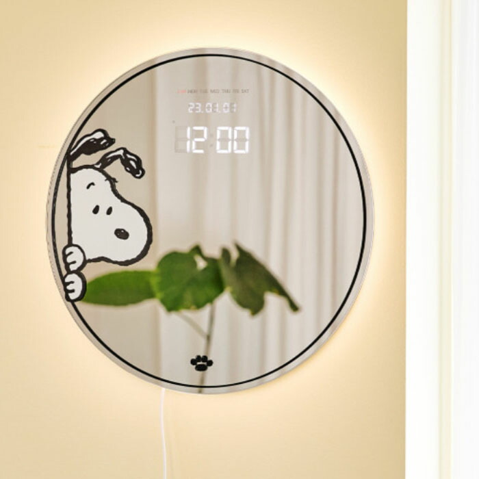 楽天市場】【送料無料】 スヌーピー ミラークロック 静音壁掛け LED
