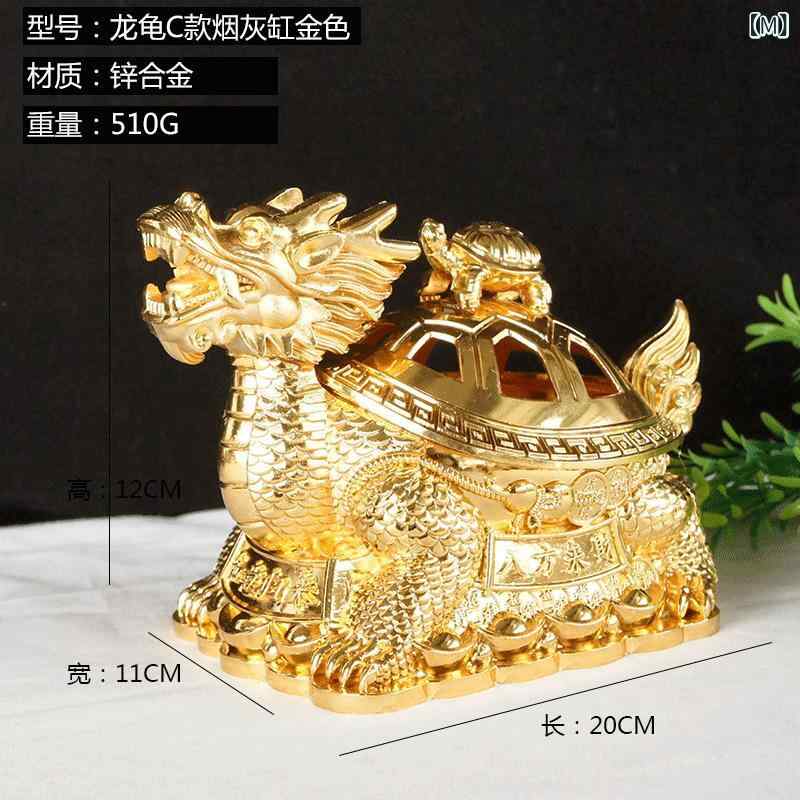 楽天市場】灰皿 高級感 金属製 龍鳳 龍亀 金蟾 聚宝盆 縁起物 開運