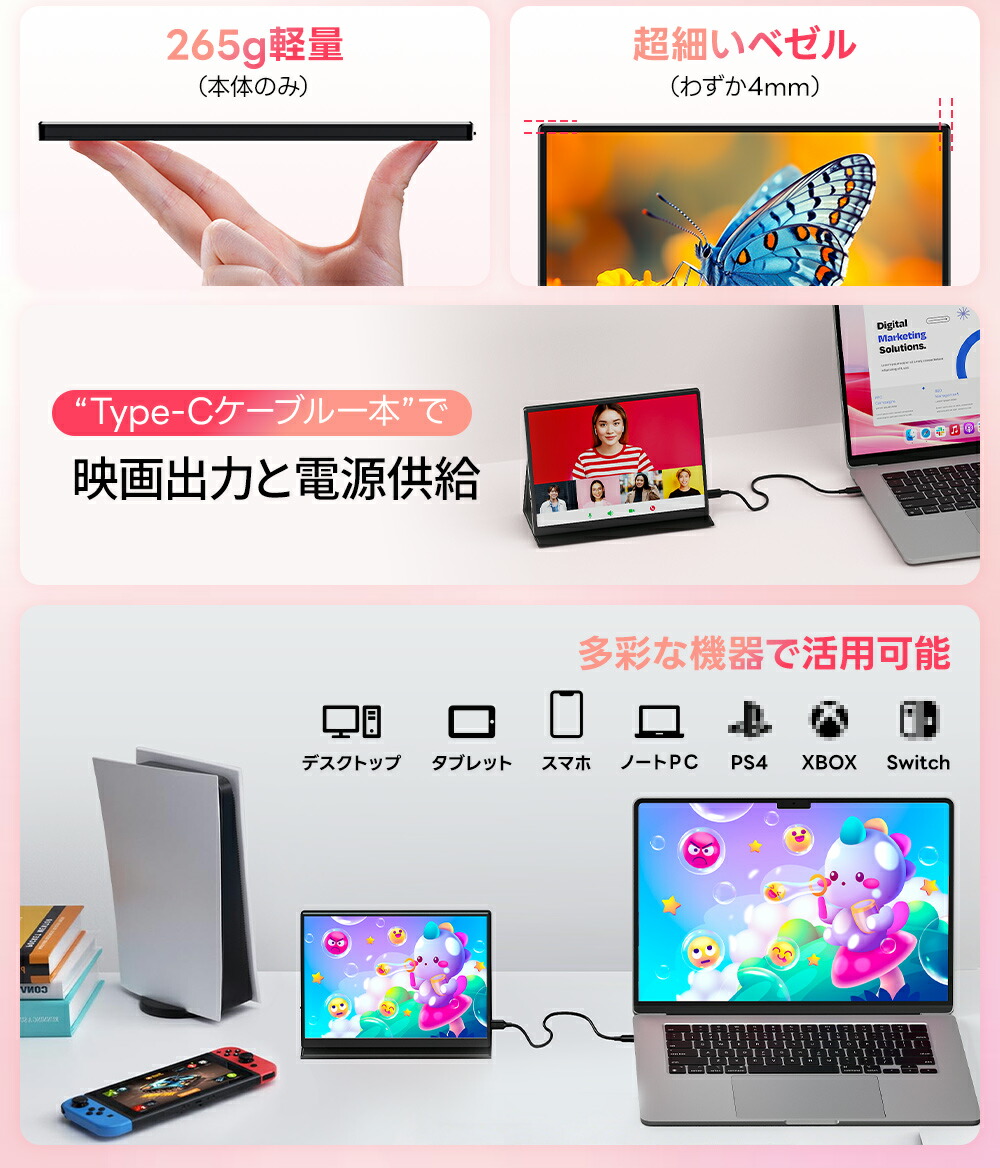 楽天市場】モバイルモニター 10.5インチ FHD1280P モバイル