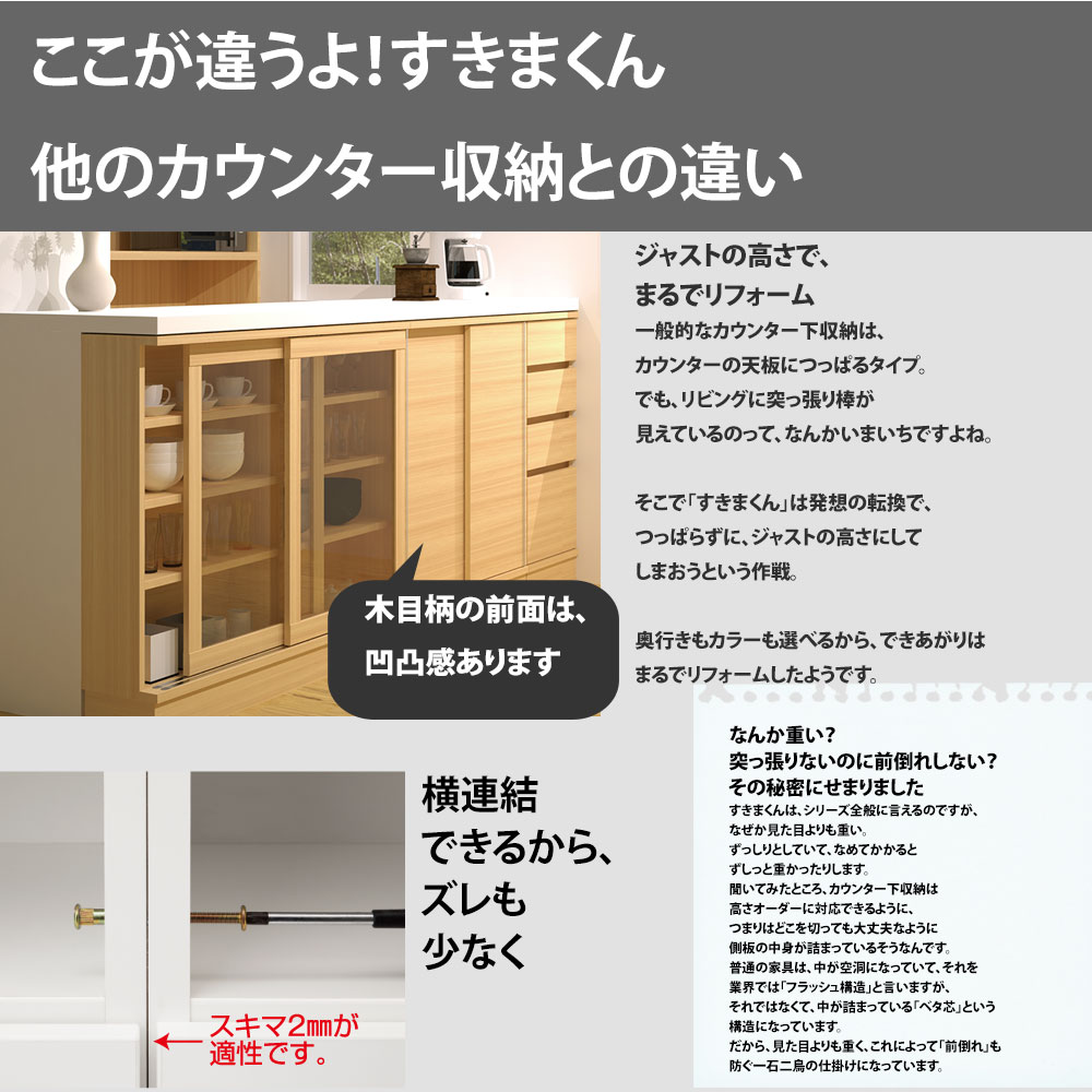 楽天市場】すきまくん カウンター下 収納 引き戸 シリーズ用 引き出し