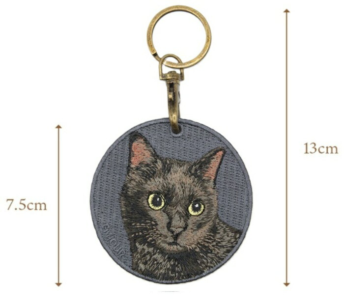 楽天市場】猫キーホルダー シルク両面刺繍 黒猫 クロネコ キャット