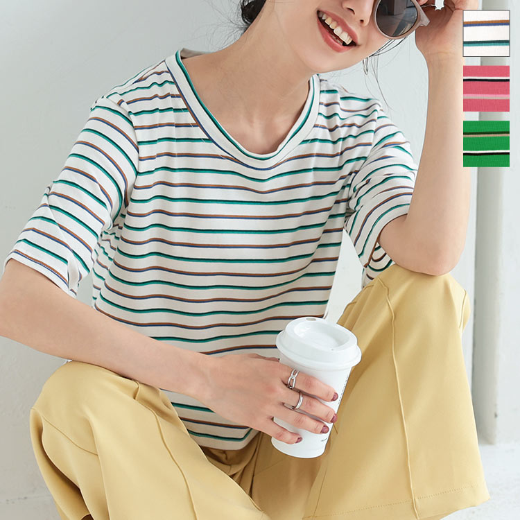 楽天市場】≪ 特別セール ≫ Tシャツ クロップド丈 ボーダーTシャツ
