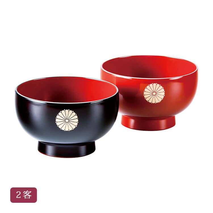 楽天市場】溜内朱・朱 丸型 夫婦椀 菊紋入(漆) 2客セット ペア 木粉と