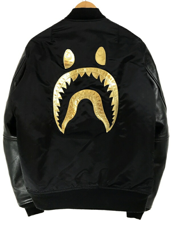 楽天市場】15AW A BATHING APE BLACK Leather MA-1 黒金 XL ア