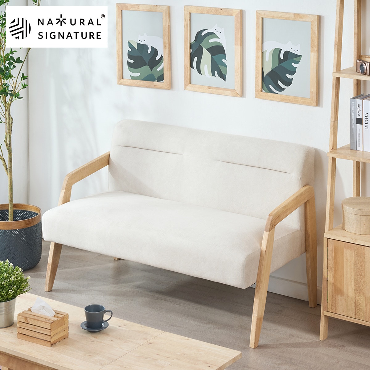 楽天市場】【NATURAL SIGNATURE】天然木 肘付き2Pソファ【玄関先迄納品