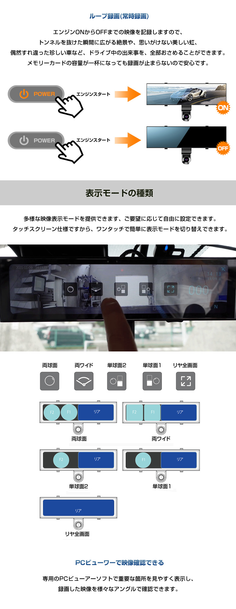 楽天市場】720度 ミラー型ドラレコ AKY-V720S ドライブレコーダー 2022