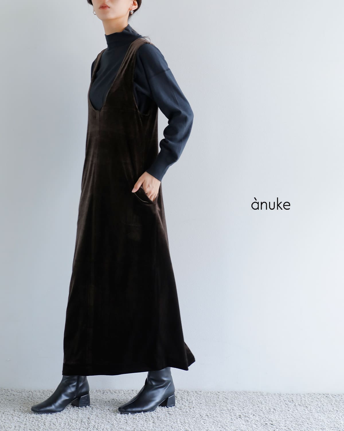 楽天市場】anuke アンヌーク ベロア Uネック ワンピース “Velour Uneck