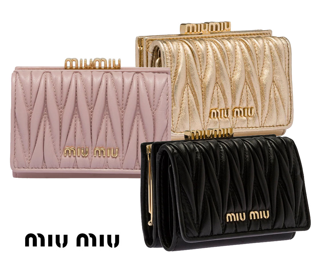 楽天市場】MiuMiu ミュウミュウ 三つ折り財布 マテラッセ MATELASSE