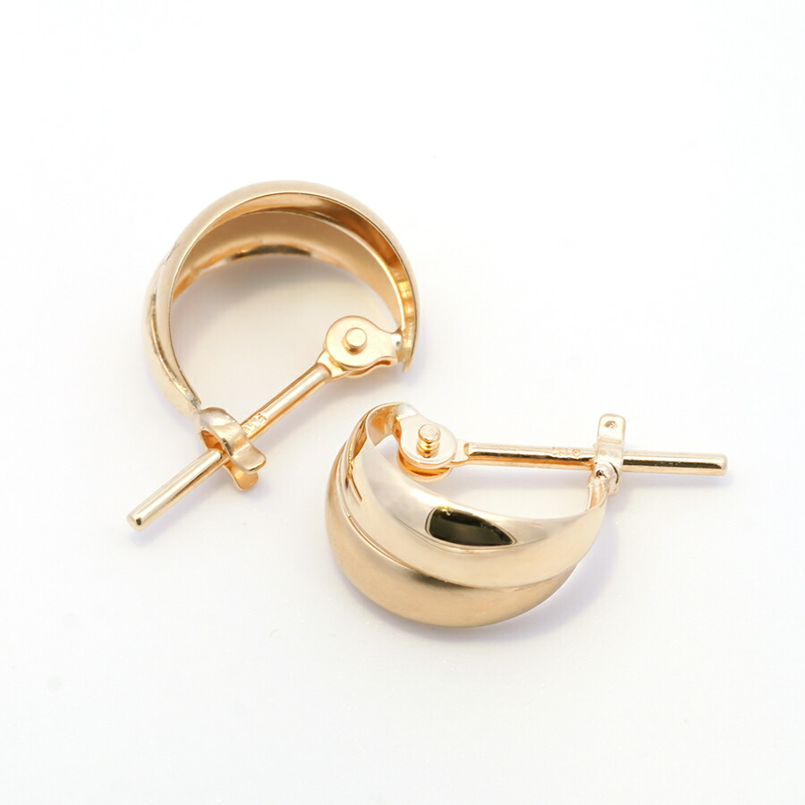 楽天市場】フープピアス 18k ダブルムーンピアス K18 月甲ピアス 金属