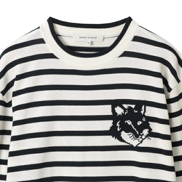 楽天市場】メゾンキツネ Maison kitsune ボーダーニット クルーネック