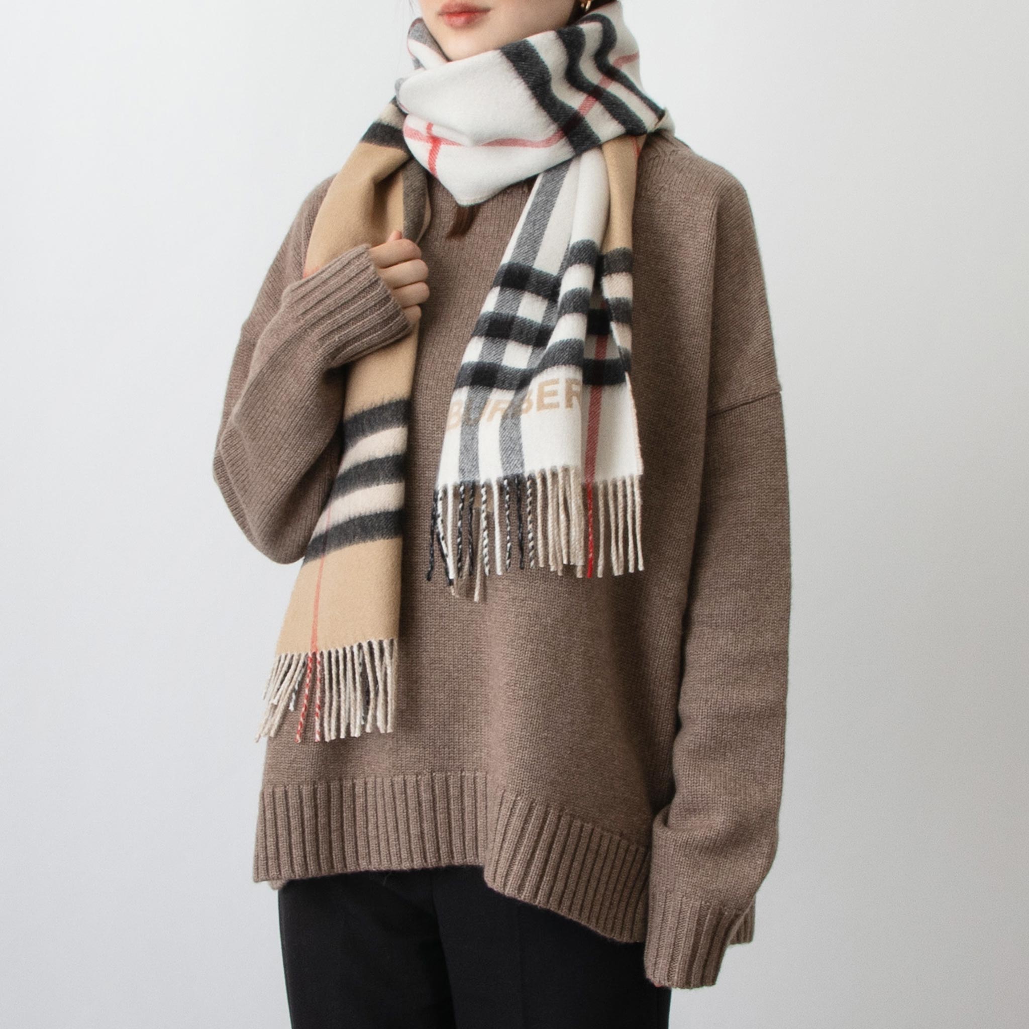 BURBERRY LONDON マフラー カシミヤ100% Bロゴ BURBERRY LONDON