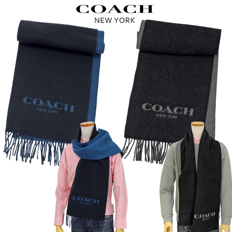 楽天市場】COACH コーチ定番カシミヤ混 ロゴマフラーコーチマフラー