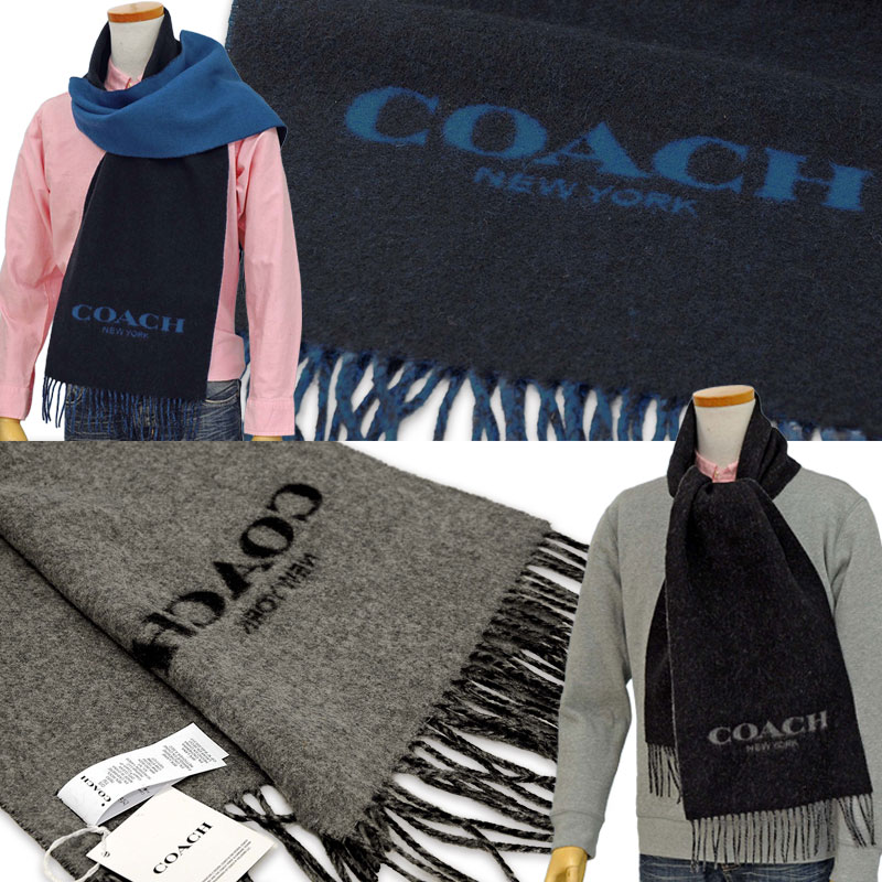 楽天市場】COACH コーチ定番カシミヤ混 ロゴマフラーコーチマフラー