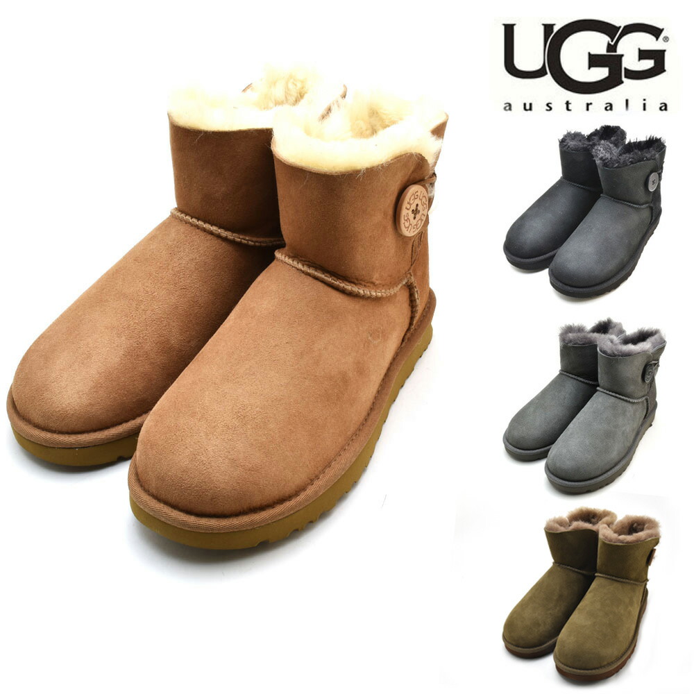 楽天市場】ugg ムートンブーツ ミニ ベイリーボタンの通販