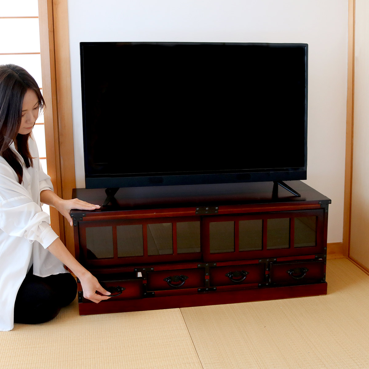 楽天市場】テレビ台 民芸調 桐製 和風ローボード 幅100cm （ 送料無料