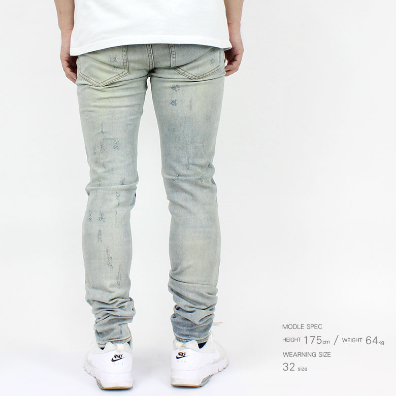 楽天市場】mnml ミニマル X214 STRETCH DENIM クラッシュ ダメージ