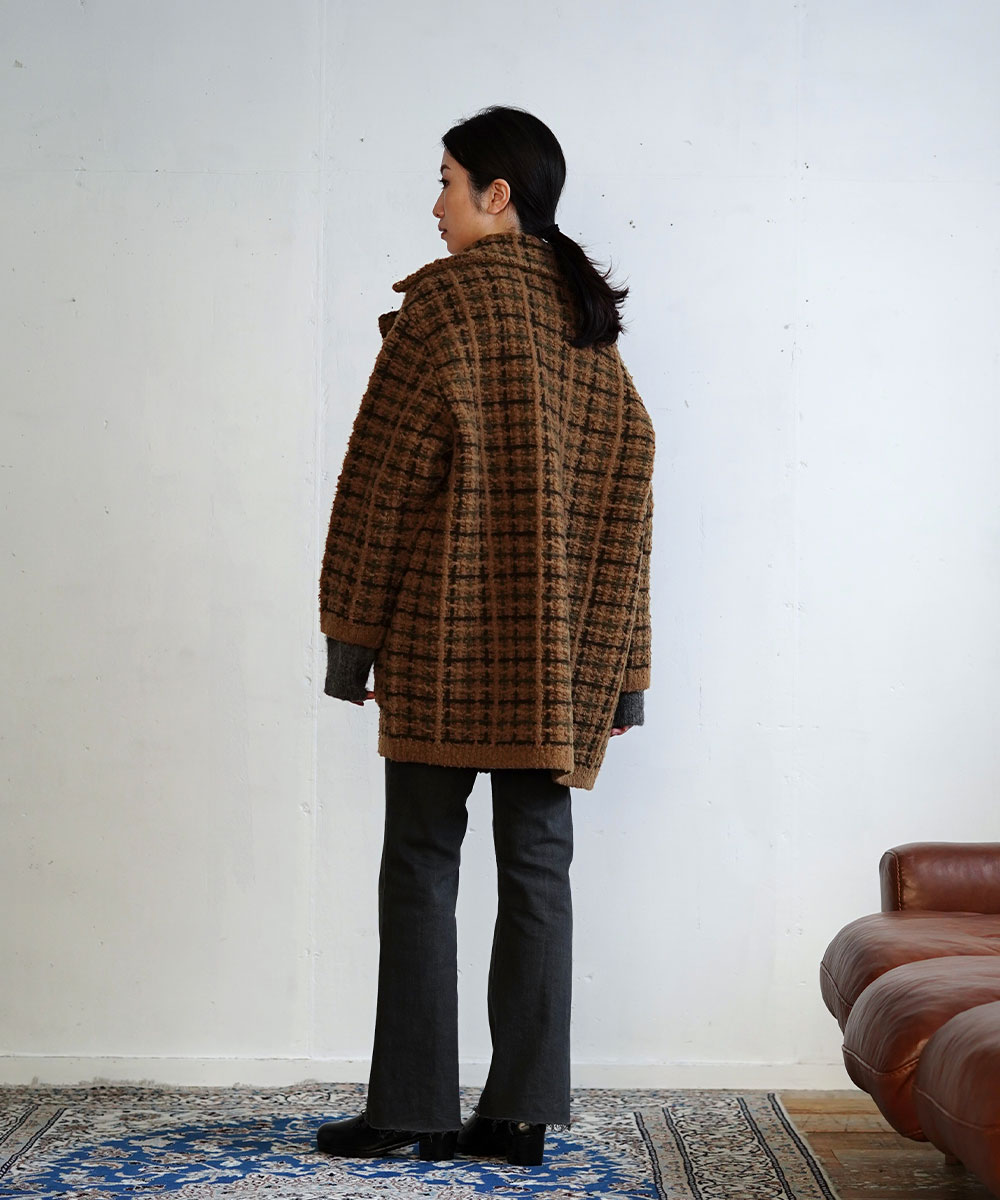Khadi and Co 手織りツイードコート ブラウンMサイズ Khadi and Co