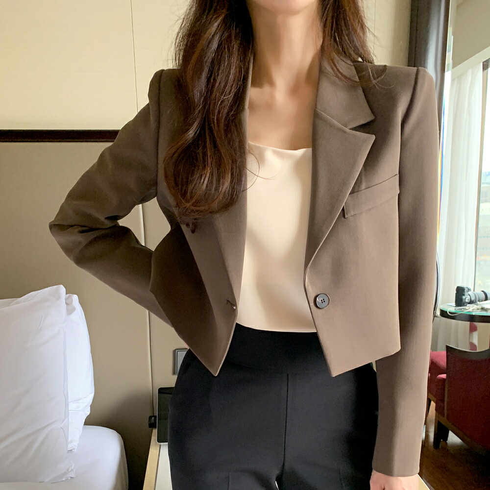 楽天市場】ワンボタンクロップドジャケット・p645055 レディース 【jk