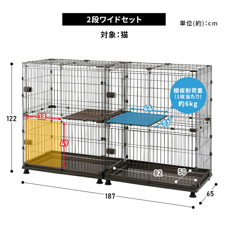 楽天市場】猫 ケージ ゲージ 組立簡単 2段 3段 広々セット アイリスア