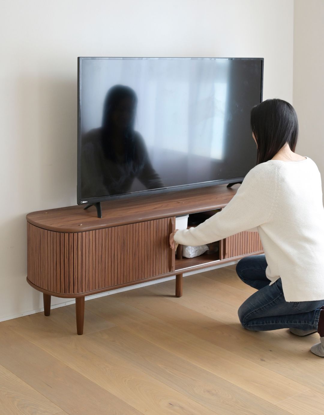 楽天市場】テレビ台 テレビボード 引き戸 蛇腹 幅150 奥行38 高さ48cm