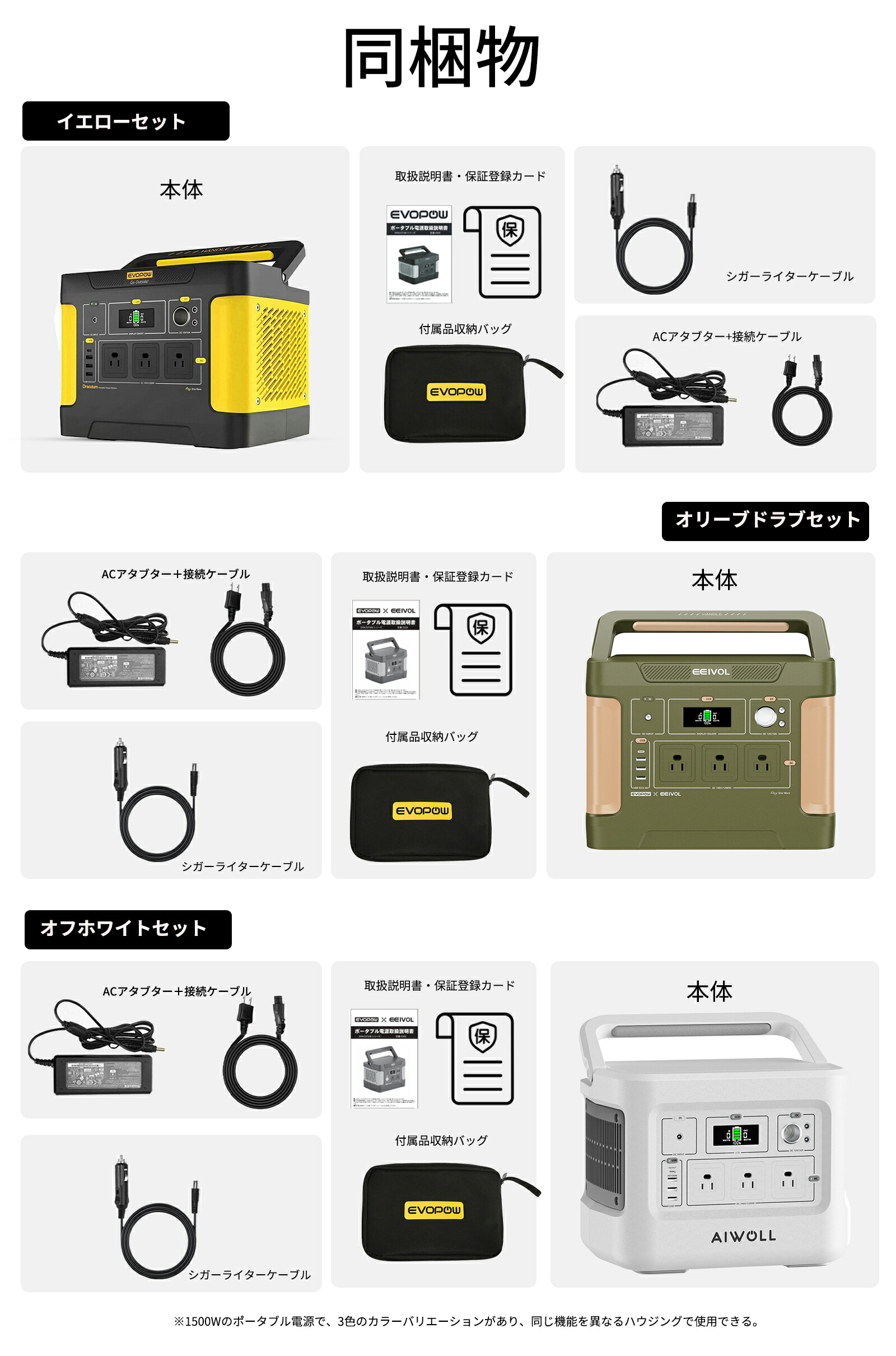 楽天市場】Evopow ポータブル電源 ソーラーパネルセット 1500W+100W