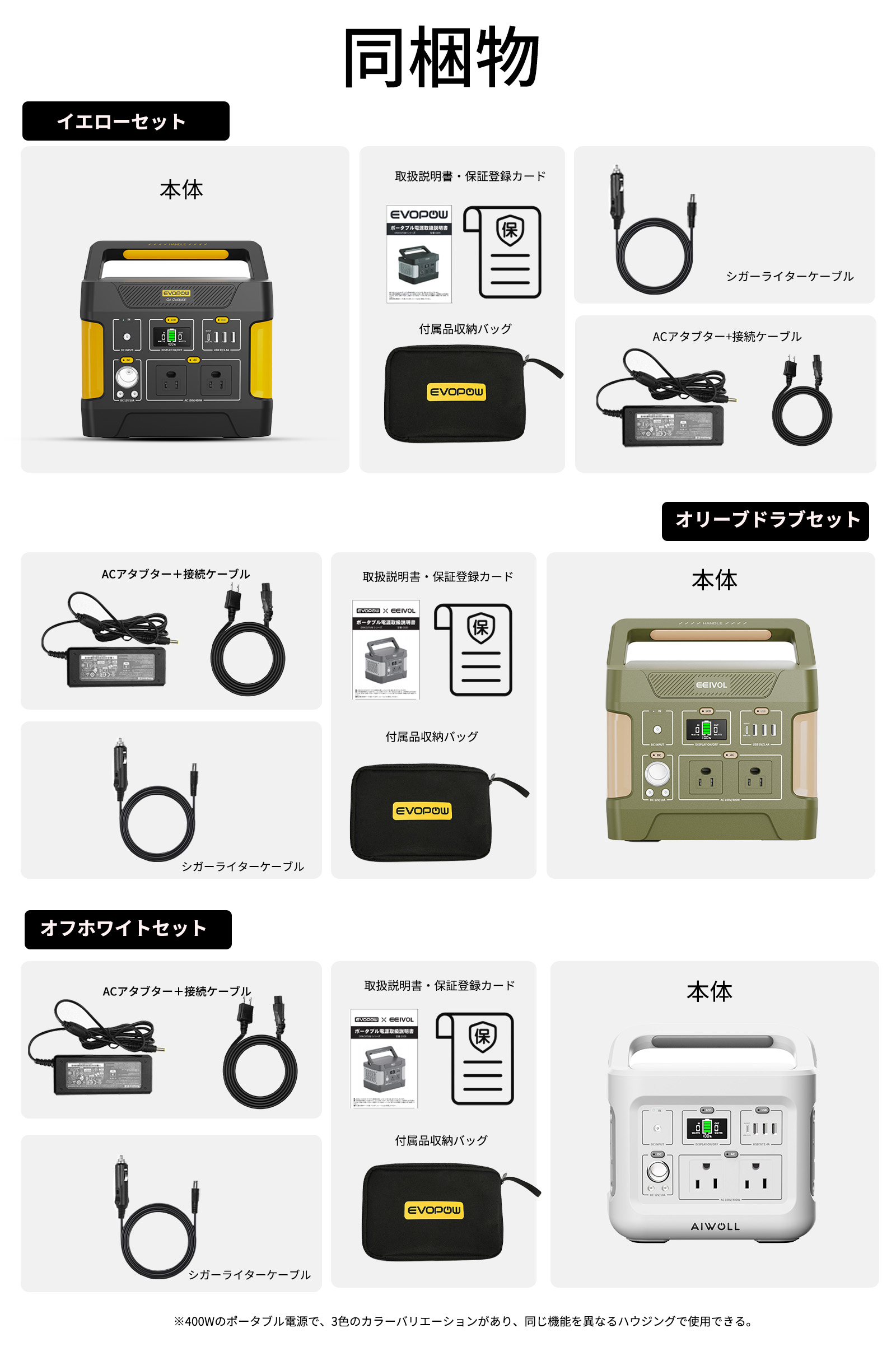 楽天市場】Evopow ポータブル電源 ソーラーパネルセット400W＋40W