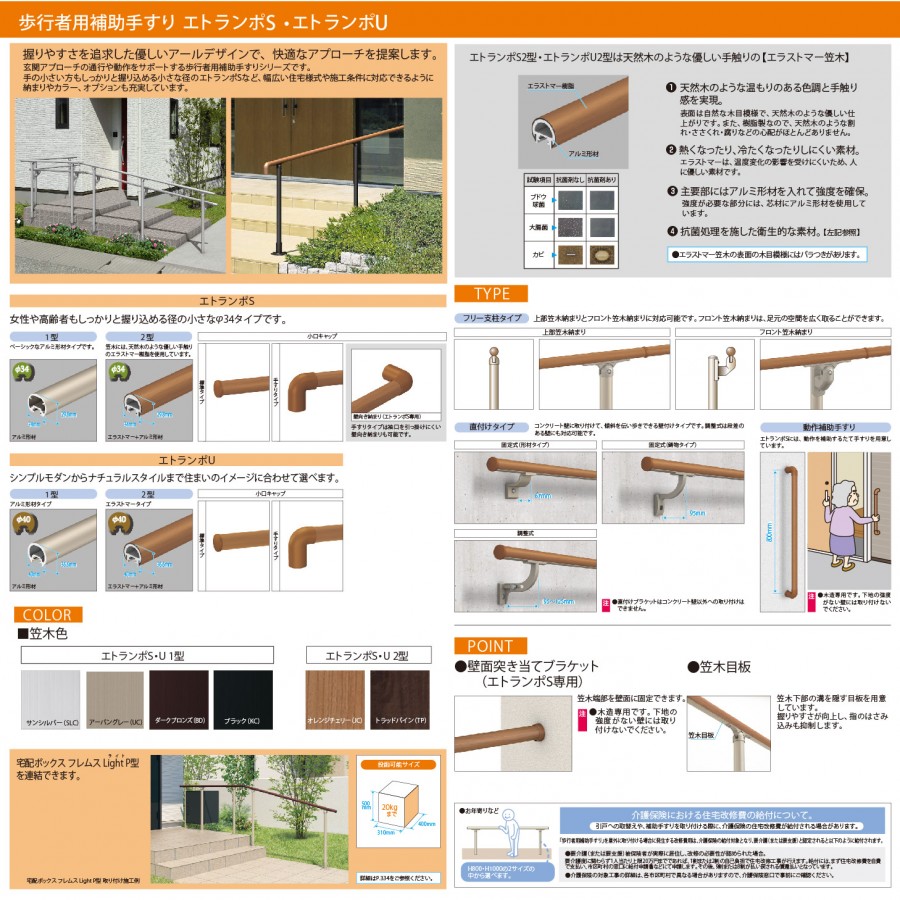 楽天市場】【部品】 歩行者用補助手すり 三協アルミ エトランポS1型