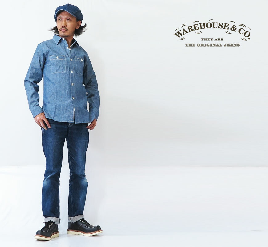 楽天市場】WAREHOUSE 長袖 ウェアハウス 3本針縫い 長袖 シャンブレー