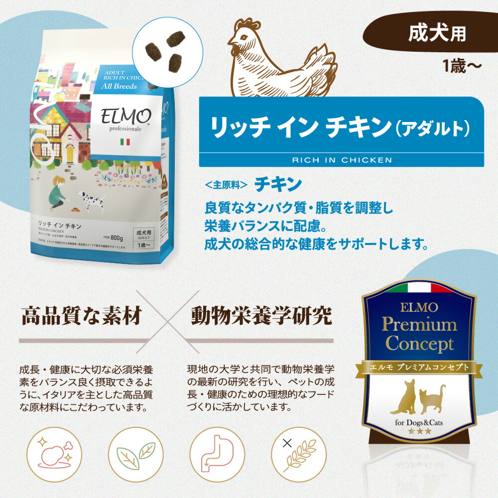 楽天市場】☆【成犬用 イタリア製ドッグフード 3kg】ELMO エルモ