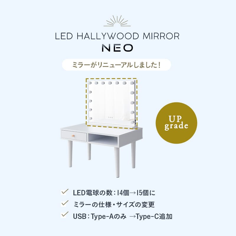 楽天市場】LEDライト付き ドレッサー 2点セット 鏡台 幅70cm ロー