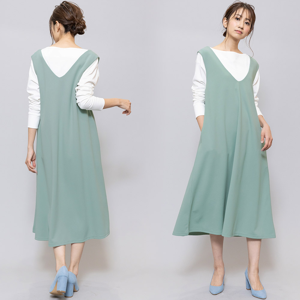 楽天市場】【25%OFFクーポン☆】ジャンパースカート Vネック