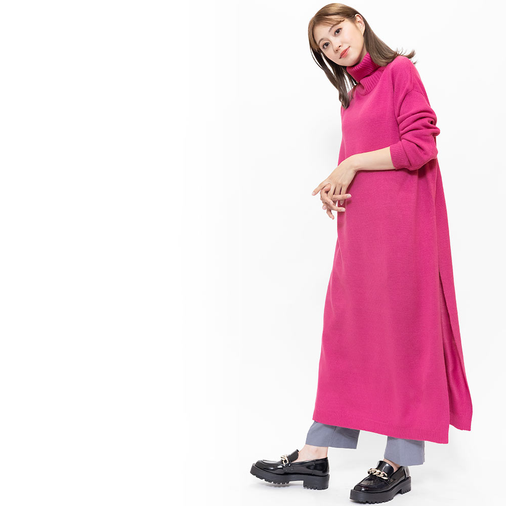 楽天市場】【25%OFFクーポン☆】サイドスリットニットワンピース
