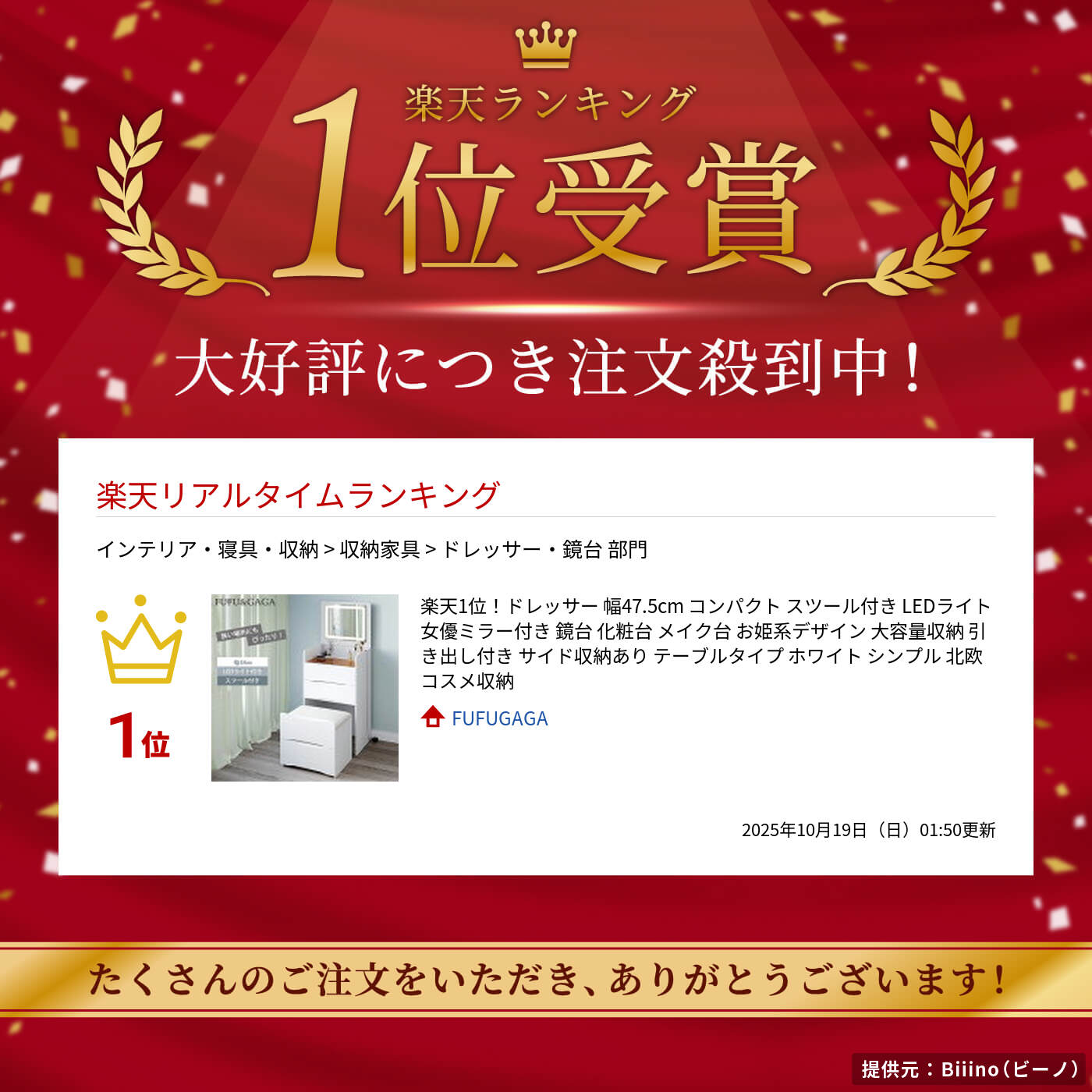 楽天市場】楽天1位！ドレッサー 幅47.5cm コンパクト スツール付き LED