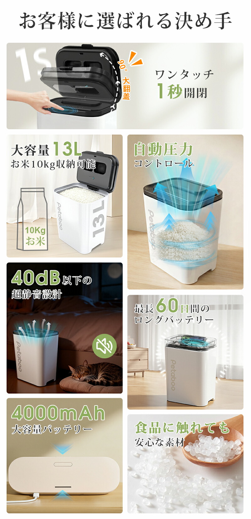 楽天市場】【最大18％OFF+P15】真空保存容器 電動 真空 米びつ